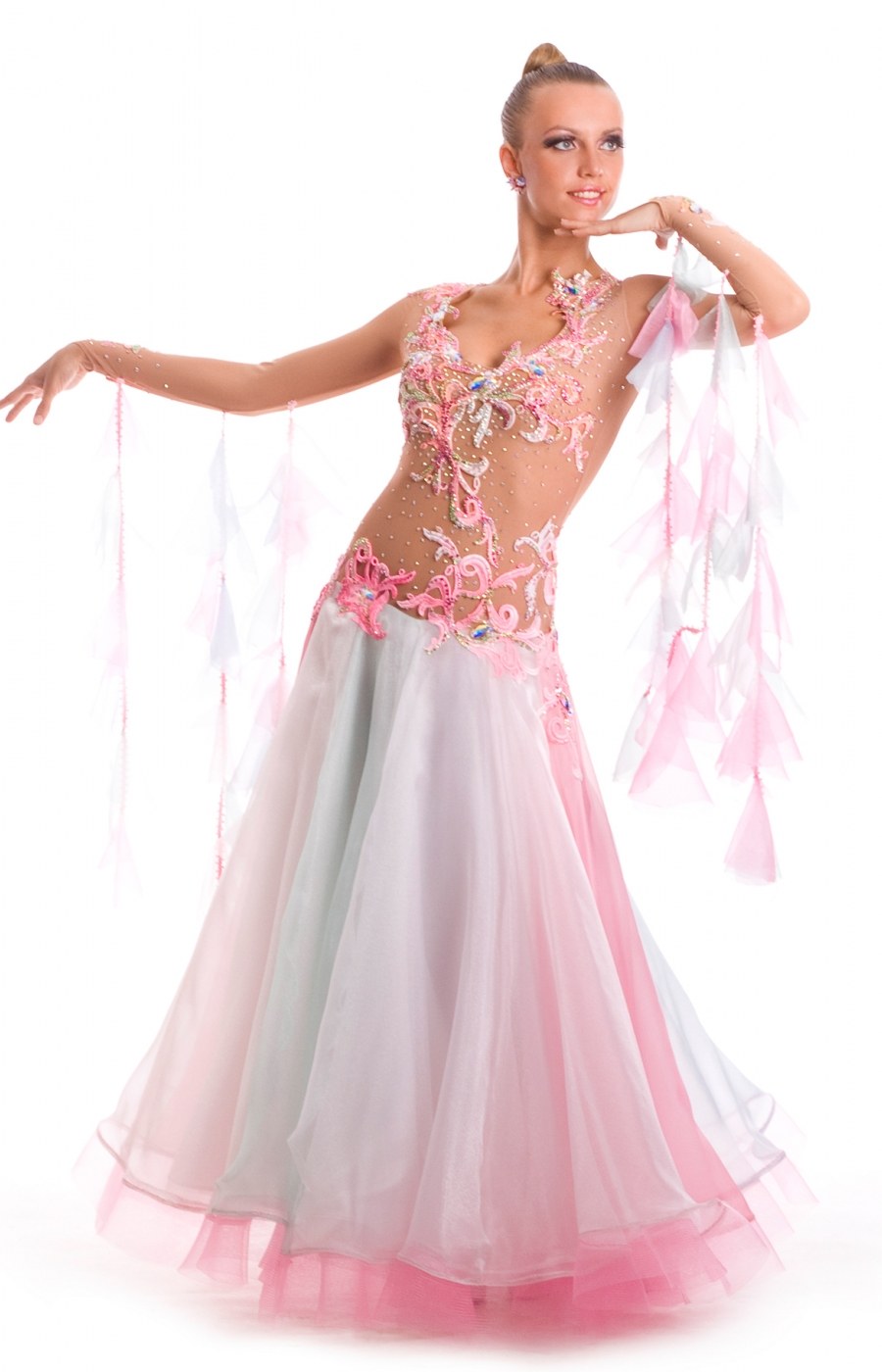 Women Ballroom Dress Mermaid Pink Transparent
