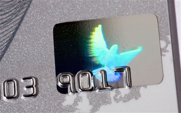 Visa bank card dove hologram
