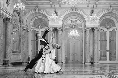 Old black and white ballroom dance